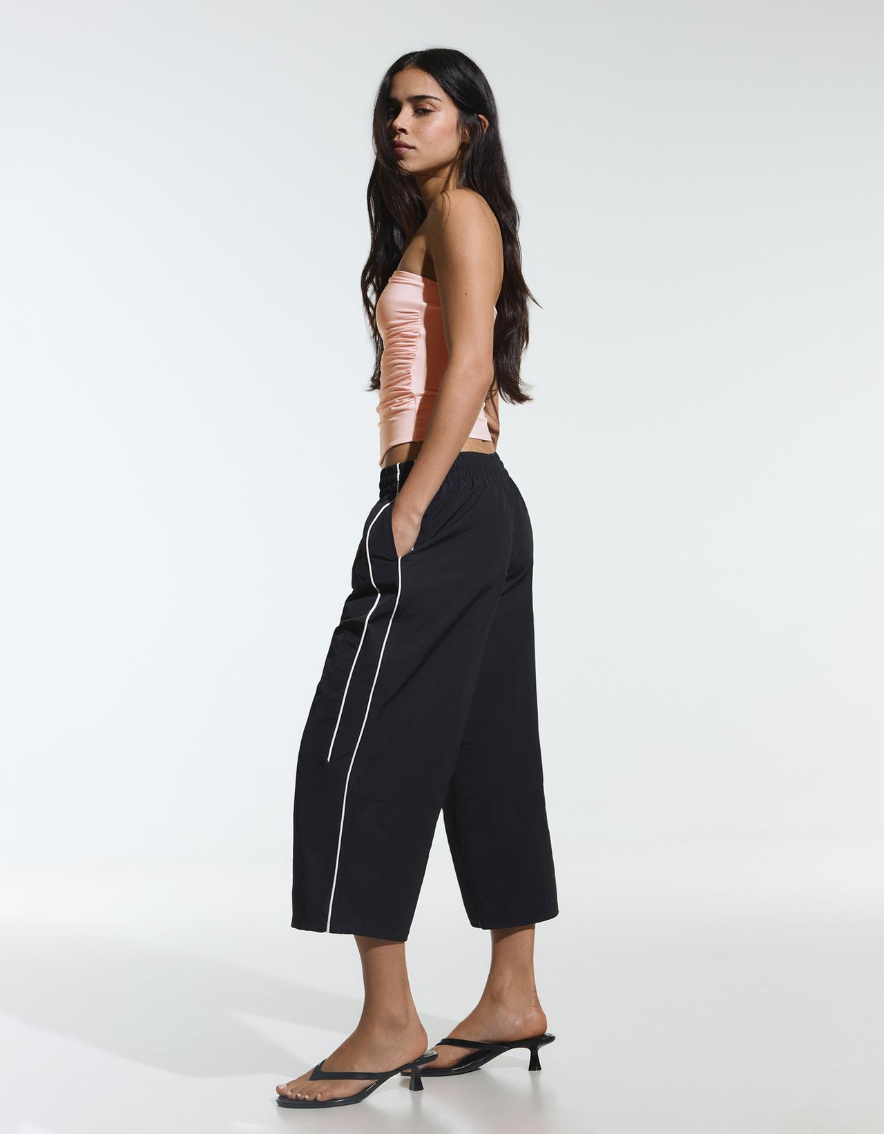 Ruched polyamide bandeau top — Pink