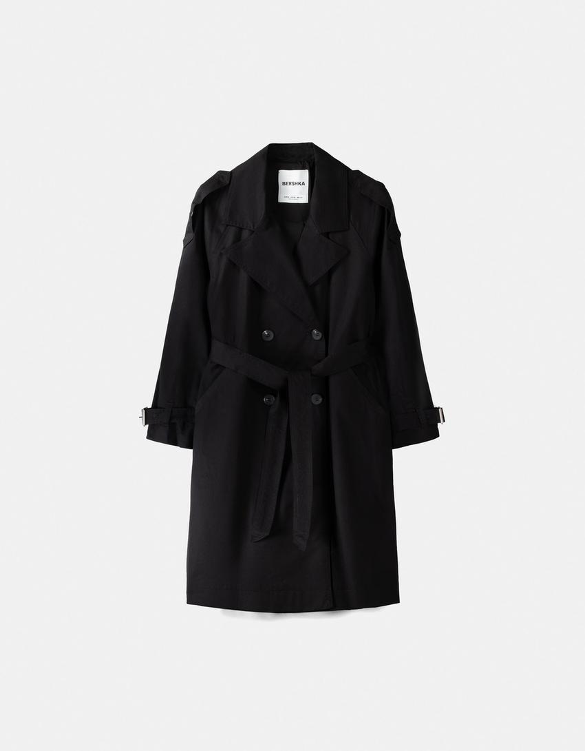 Manteau trench coton-Noir-4