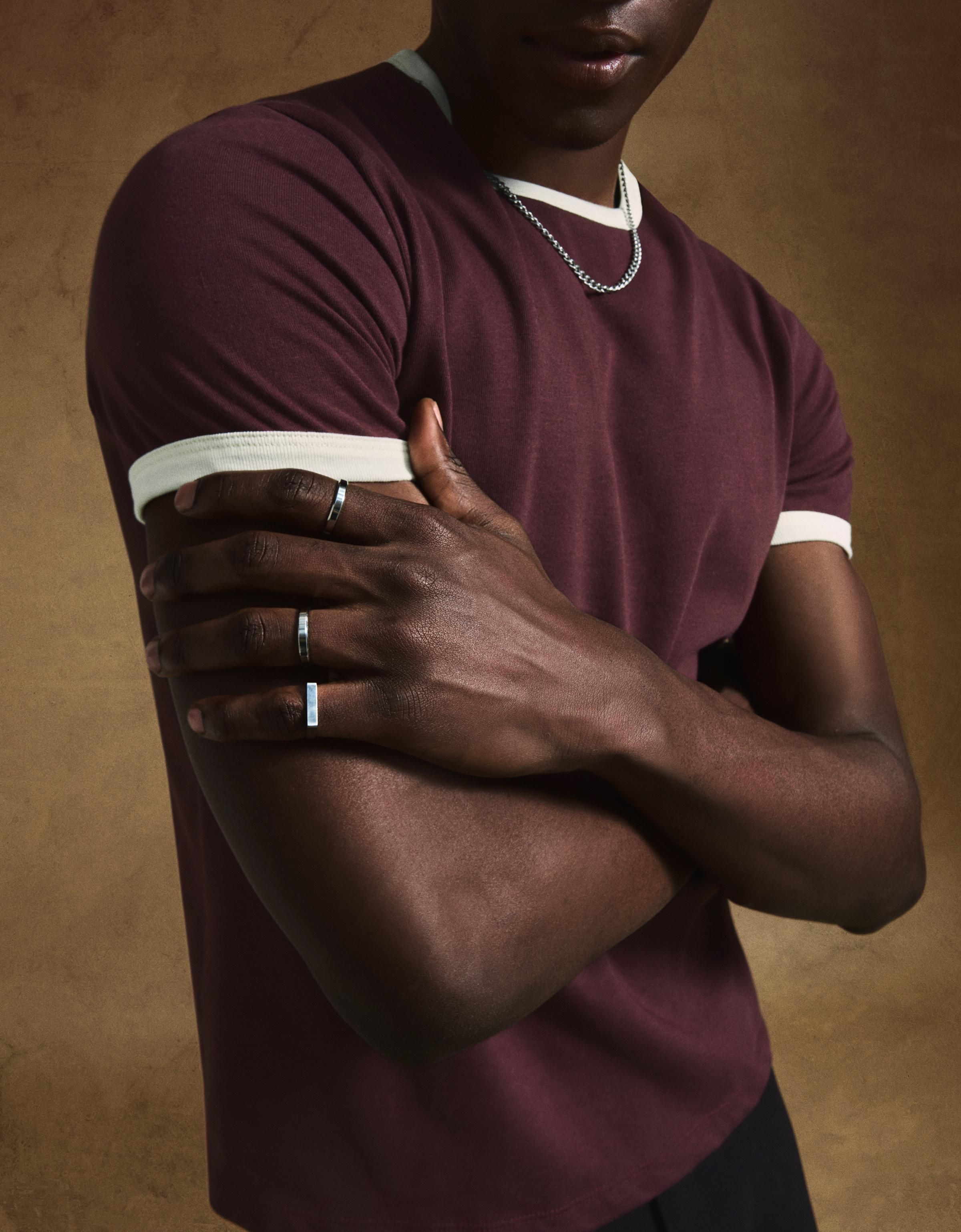 Bershka Kurzarm-Ripp-T-Shirt Herren M Bordeaux