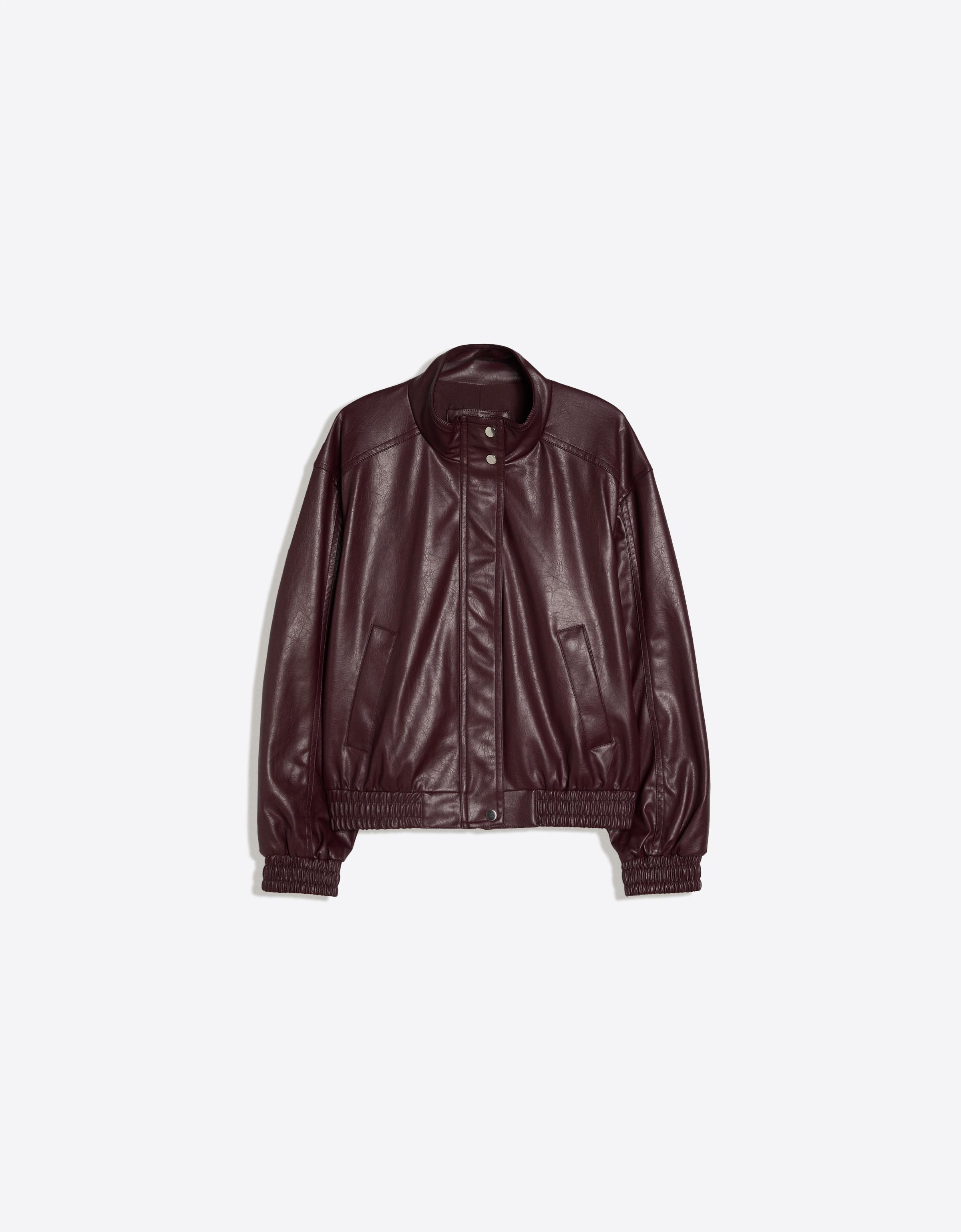 Leather effect jacket — Burgundy