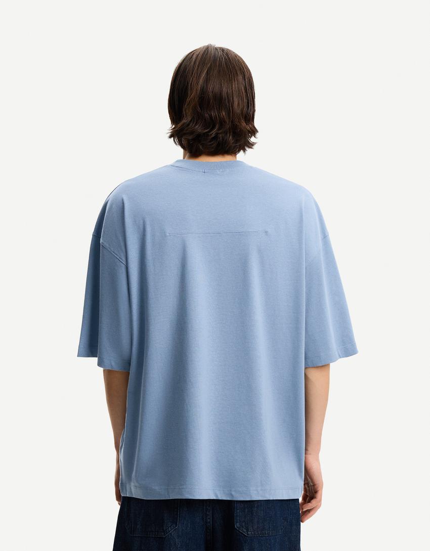 Oversize short sleeve T-shirt-Light blue