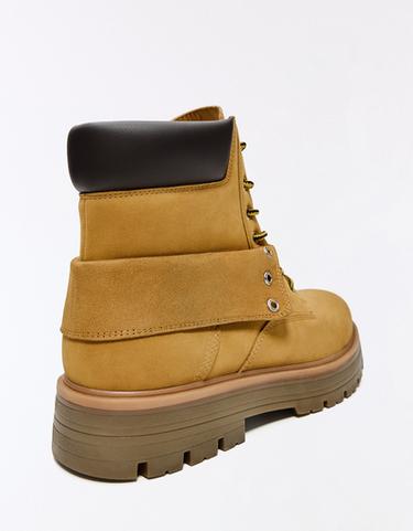 LACE-UP WORKER ANKLE BOOTS — SAND 3