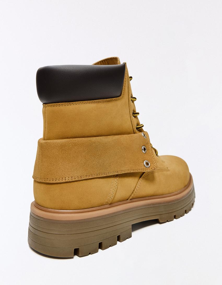 Bottines workwear à lacets-Sable