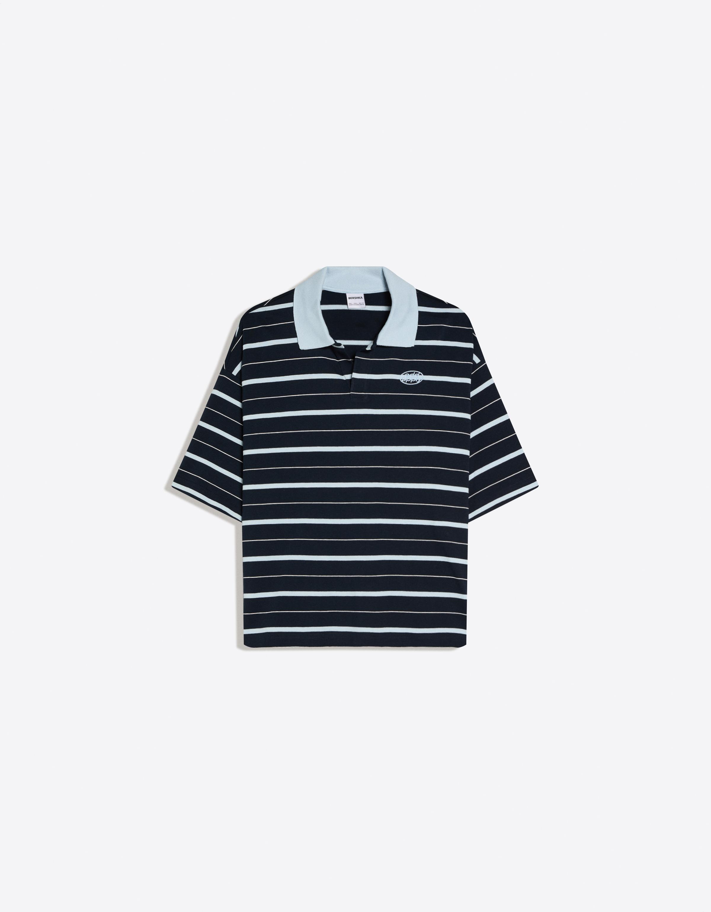 Kısa kollu çizgili işlemeli polo - Görsel 26