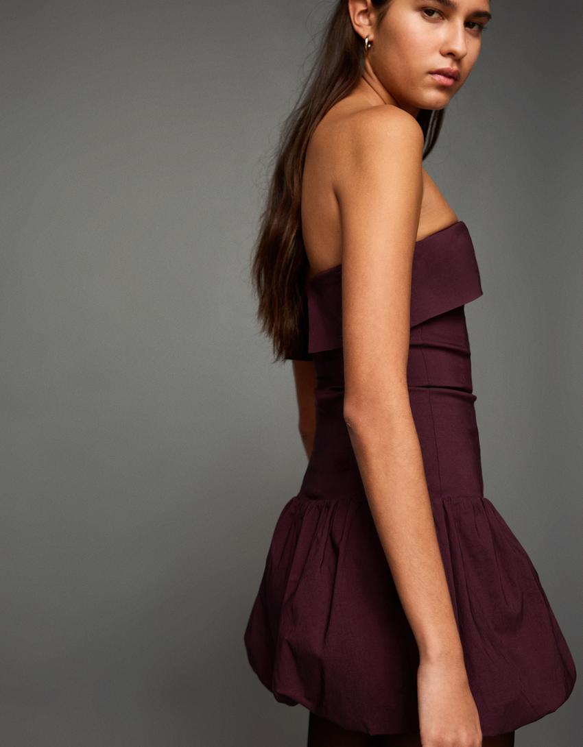 Vestido mini bandeau globo-Granate