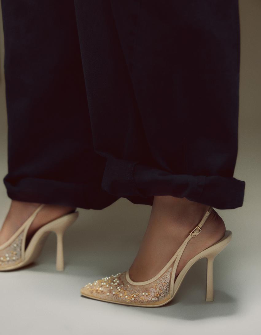 Scarpa con tacco fantasia-Beige