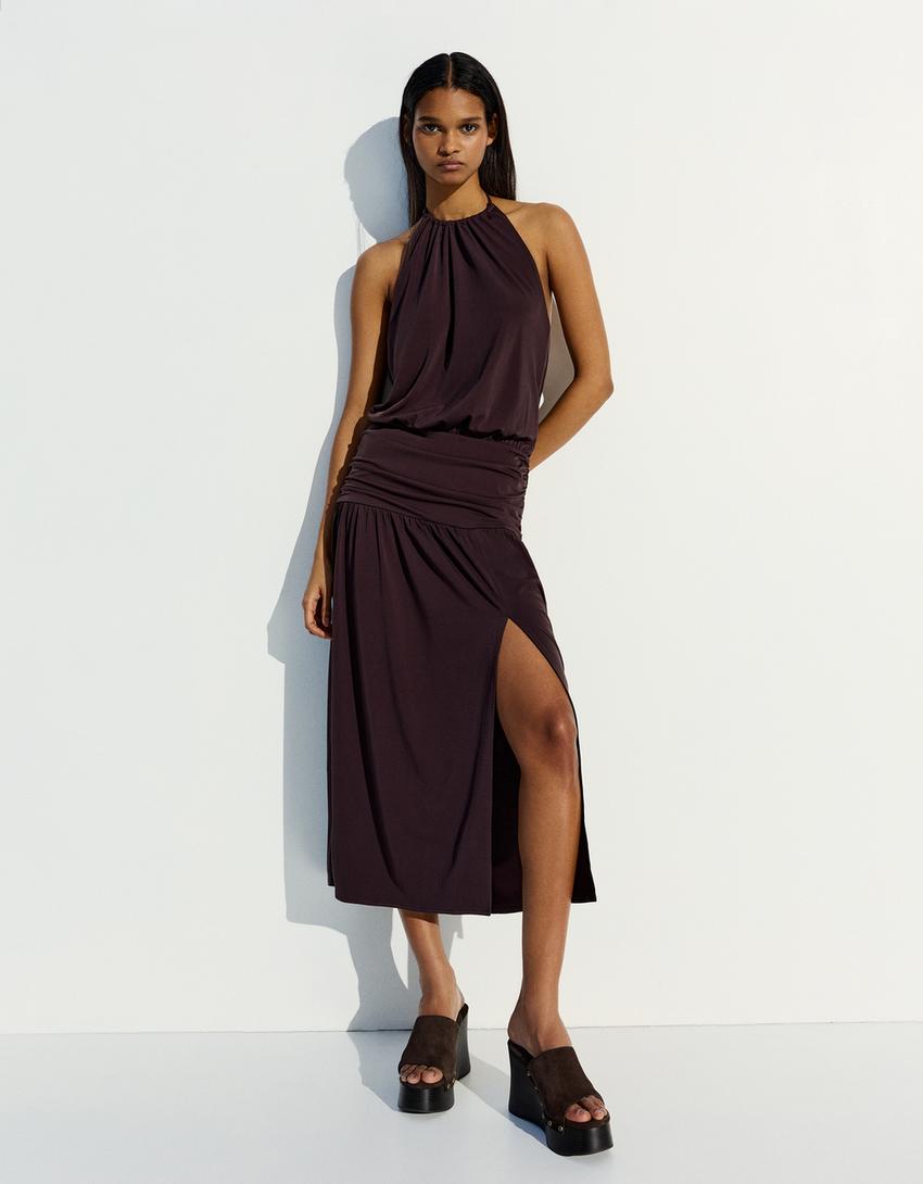 Halter midi dress - Women | Bershka Halter midi dress - Women | Bershka