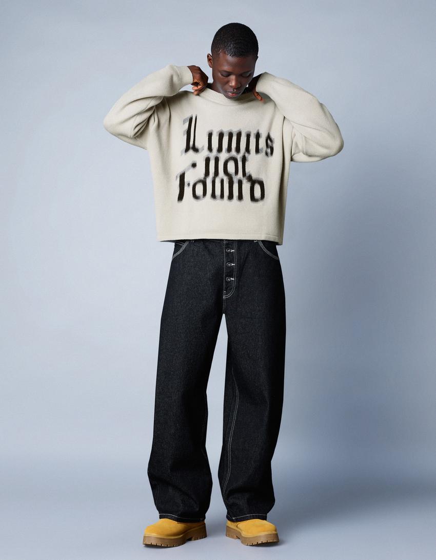 Pull imprimé-Blanc cassé