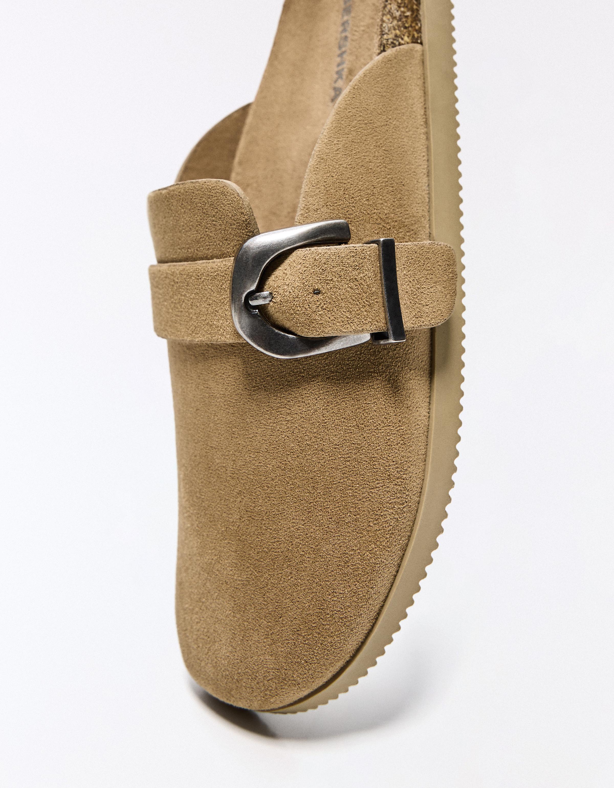 Clogs with buckle detail — TAUPE