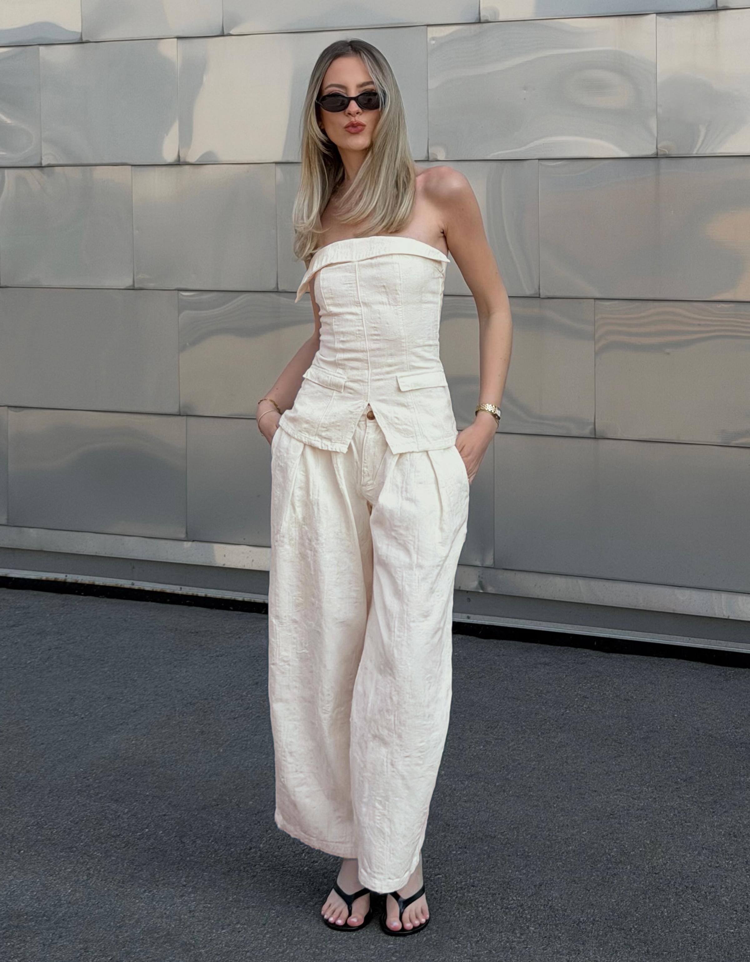 Düşük bel pensli geniş paça jean - Görsel 30