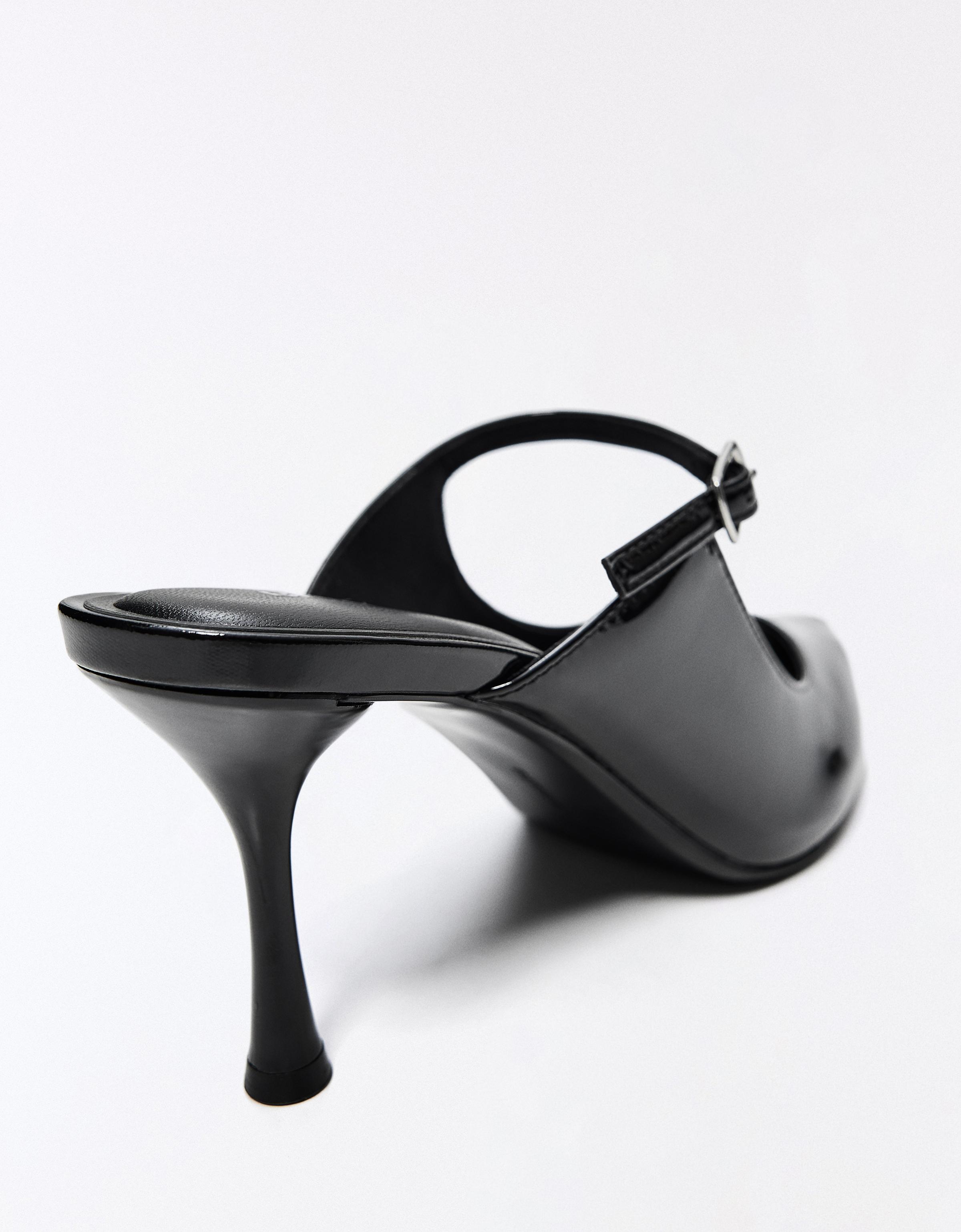 Buckled heeled mule shoes — BLACK