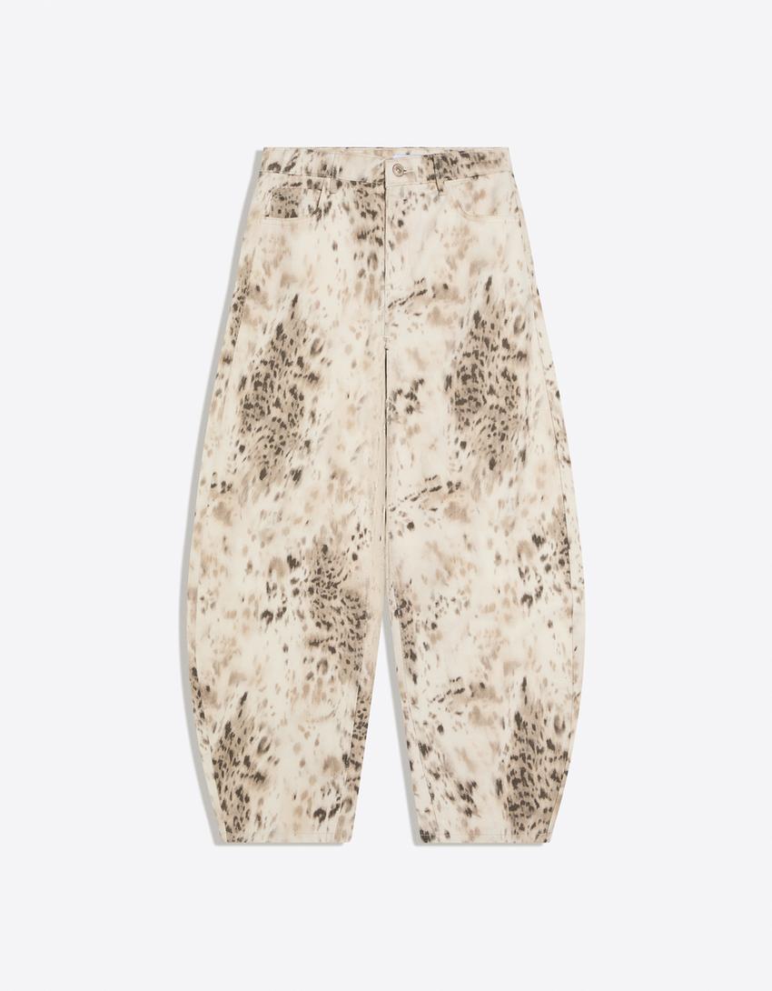 Pantalón barrel print-Multicolor