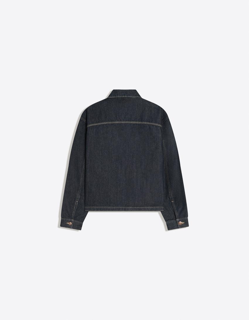 Sobrecamisa denim bolsillo-Marino