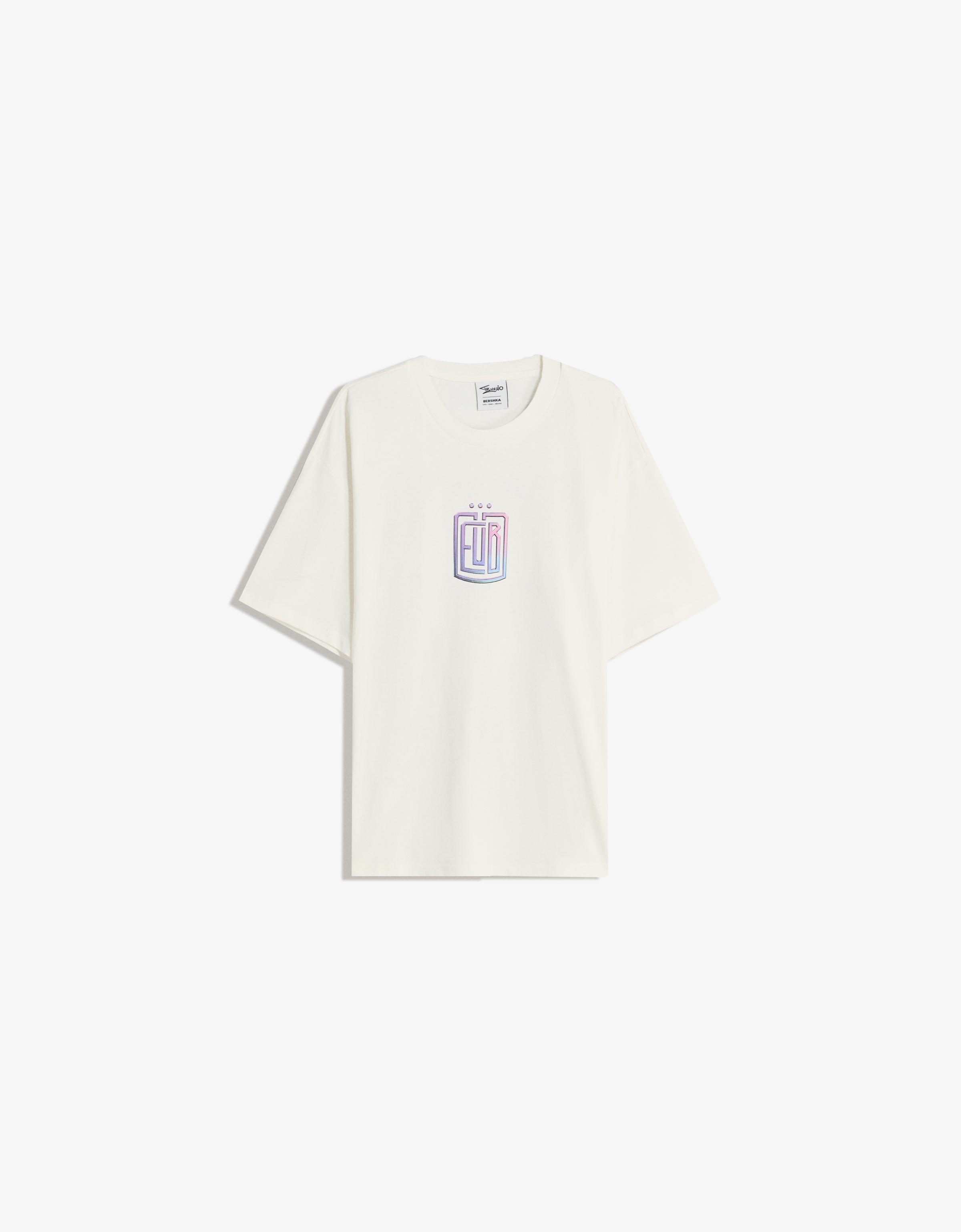 Bershka Trueno T-Shirt Mit Kurzen Ärmeln Herren S Weiss