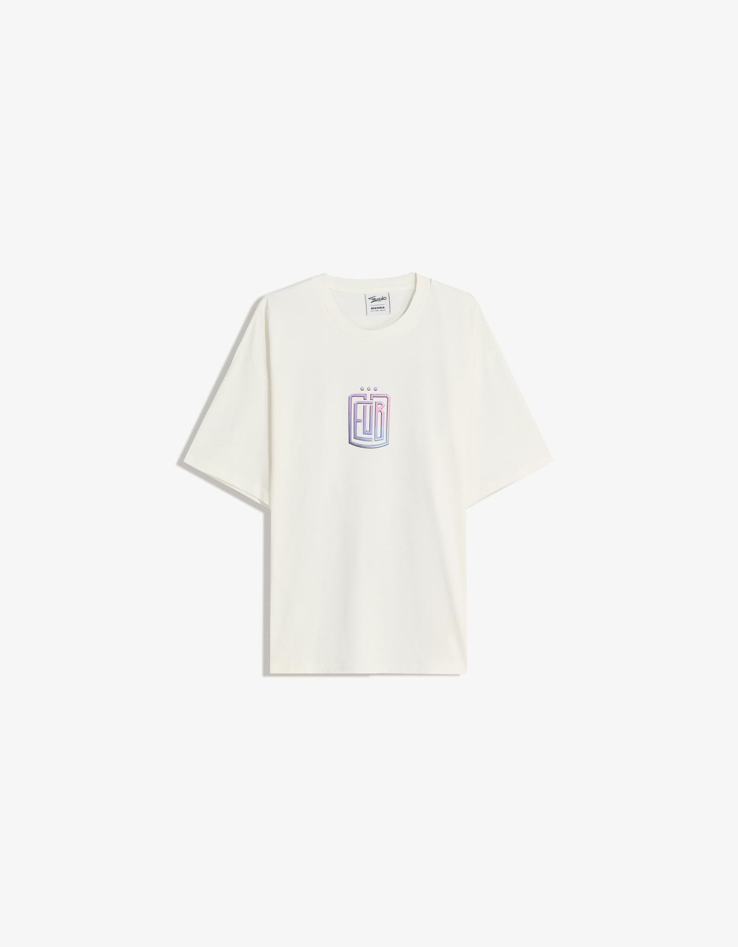 Bershka Camiseta Trueno Manga Corta Hombre M Blanco