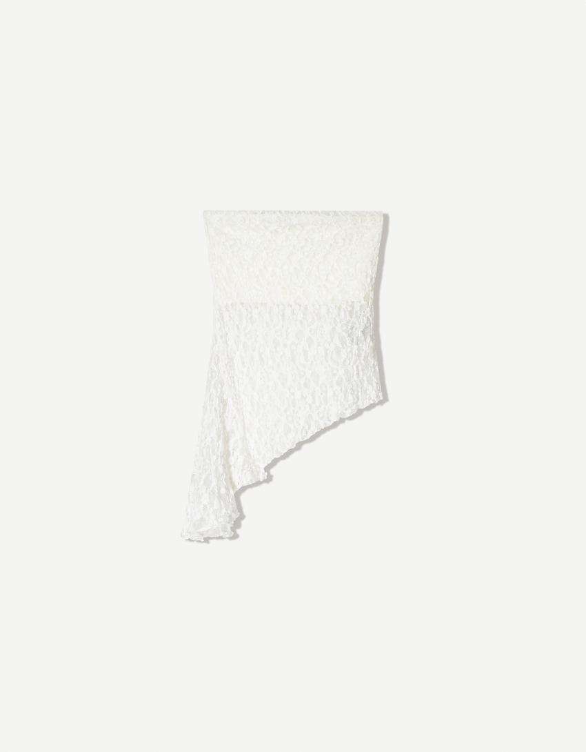 Set top e gonna midi in pizzo-Bianco Roto-3