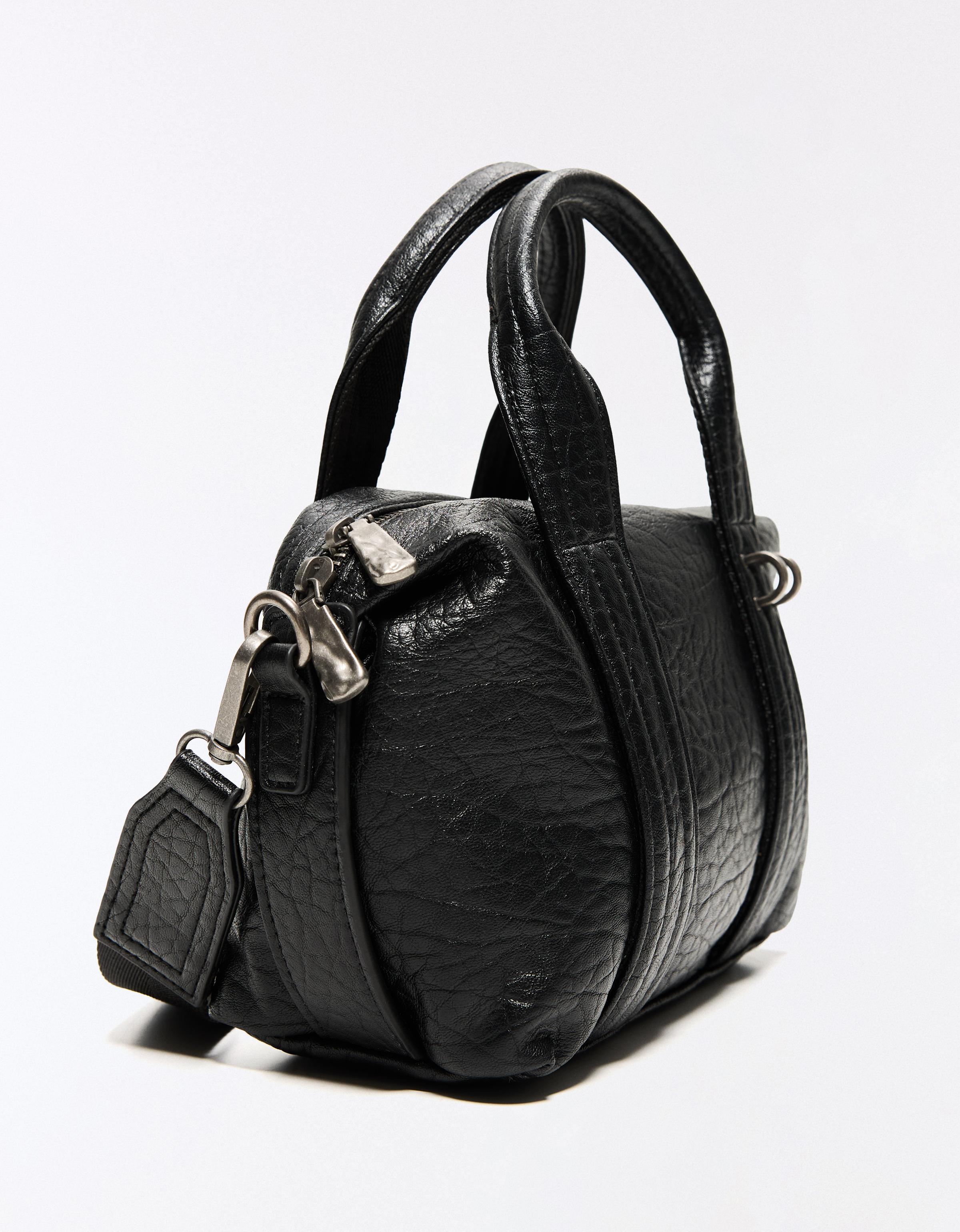 Bowling crossbody bag in leather effect — Black