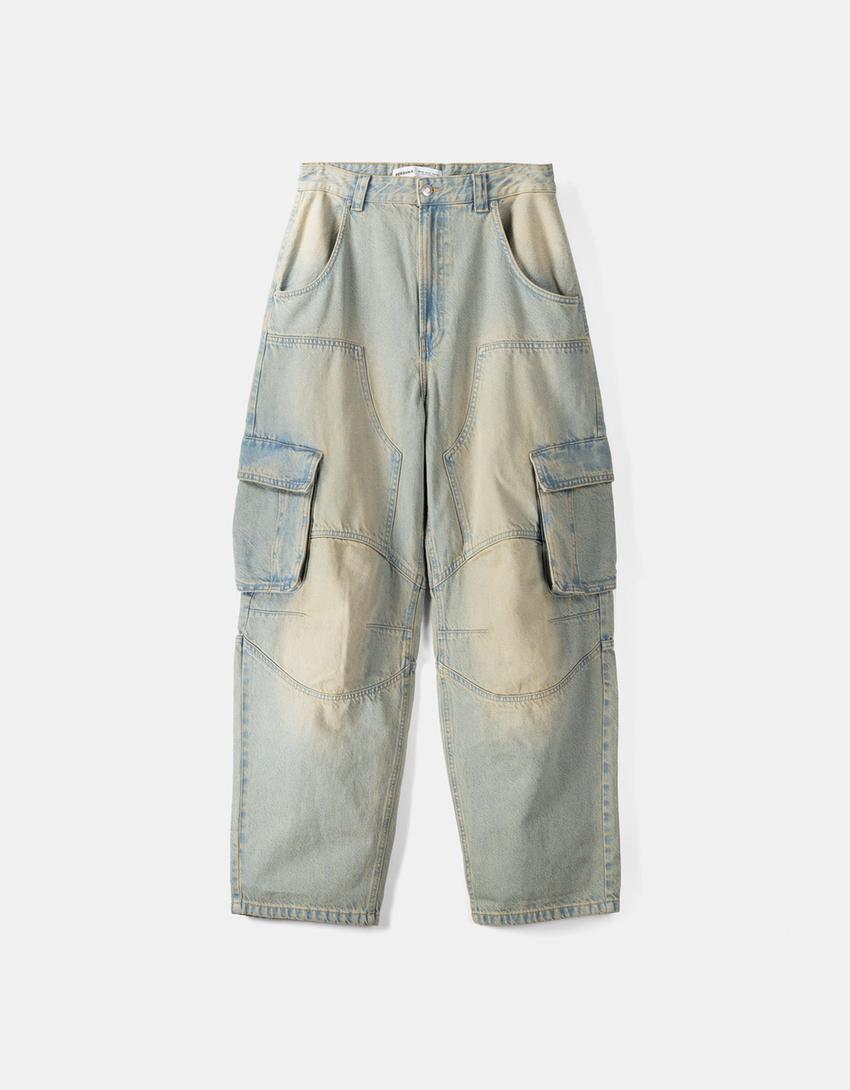 Jeans skater cargo-Azul lavado-4