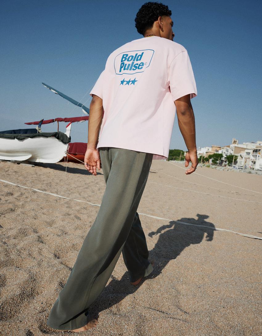 Calças baggy jogger-Caqui