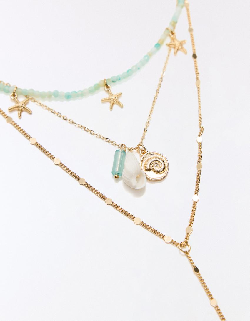 Colar com charms marinhos-Dourado