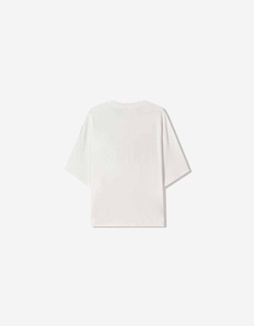 Camiseta manga corta cropped print-Blanco-5