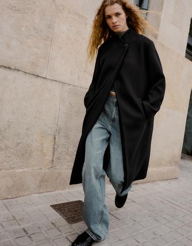 Wool-blend double-breasted coat — Black 4