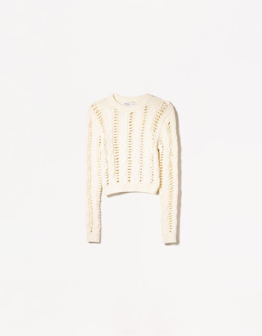 Pullover trecce-Avorio-4