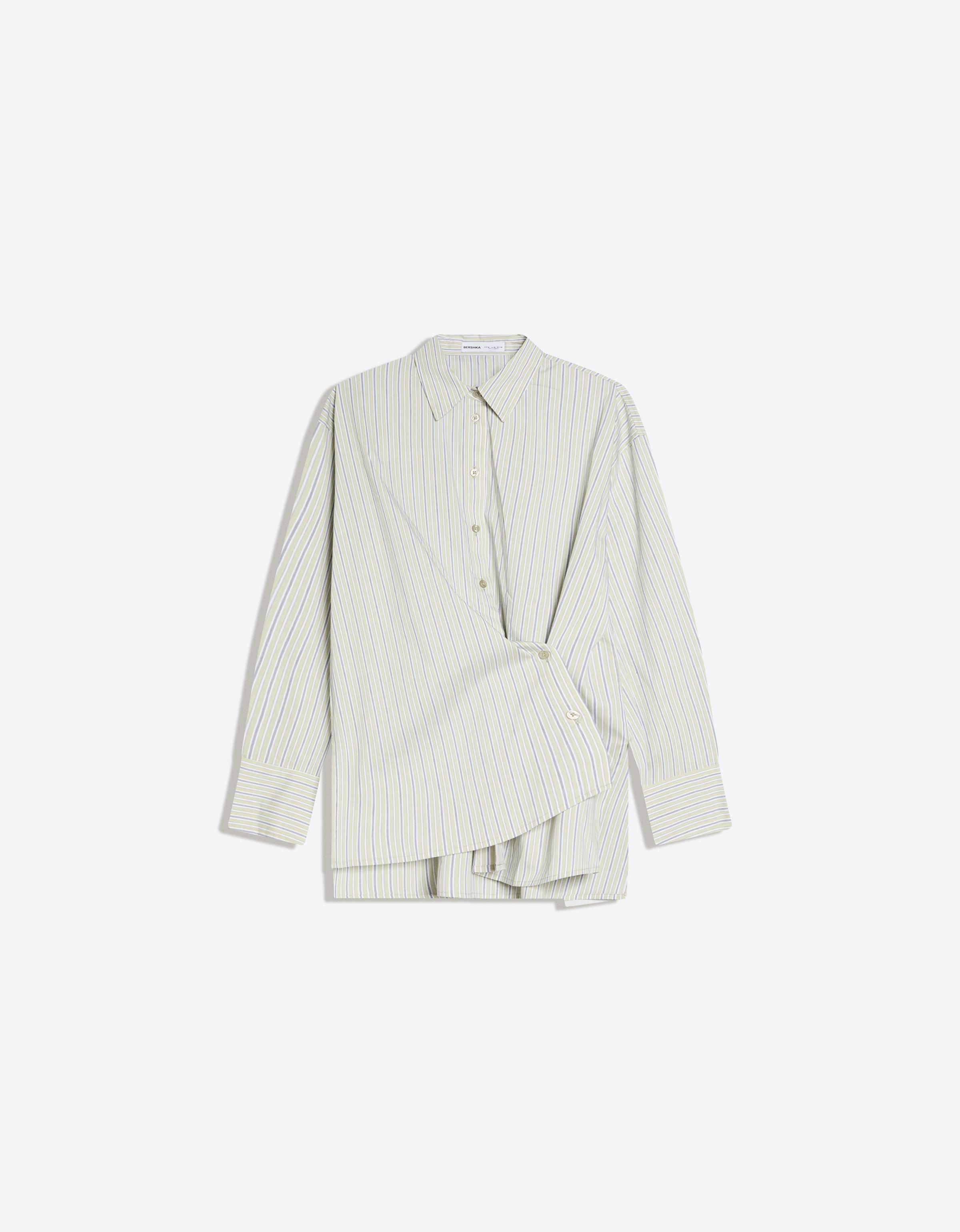 Cross-button long sleeve shirt