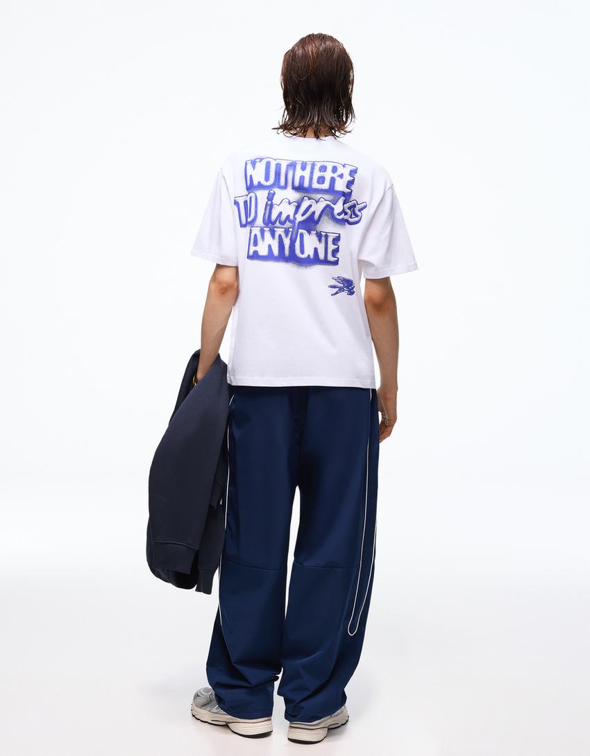 T-Shirt mit Print-Weiss