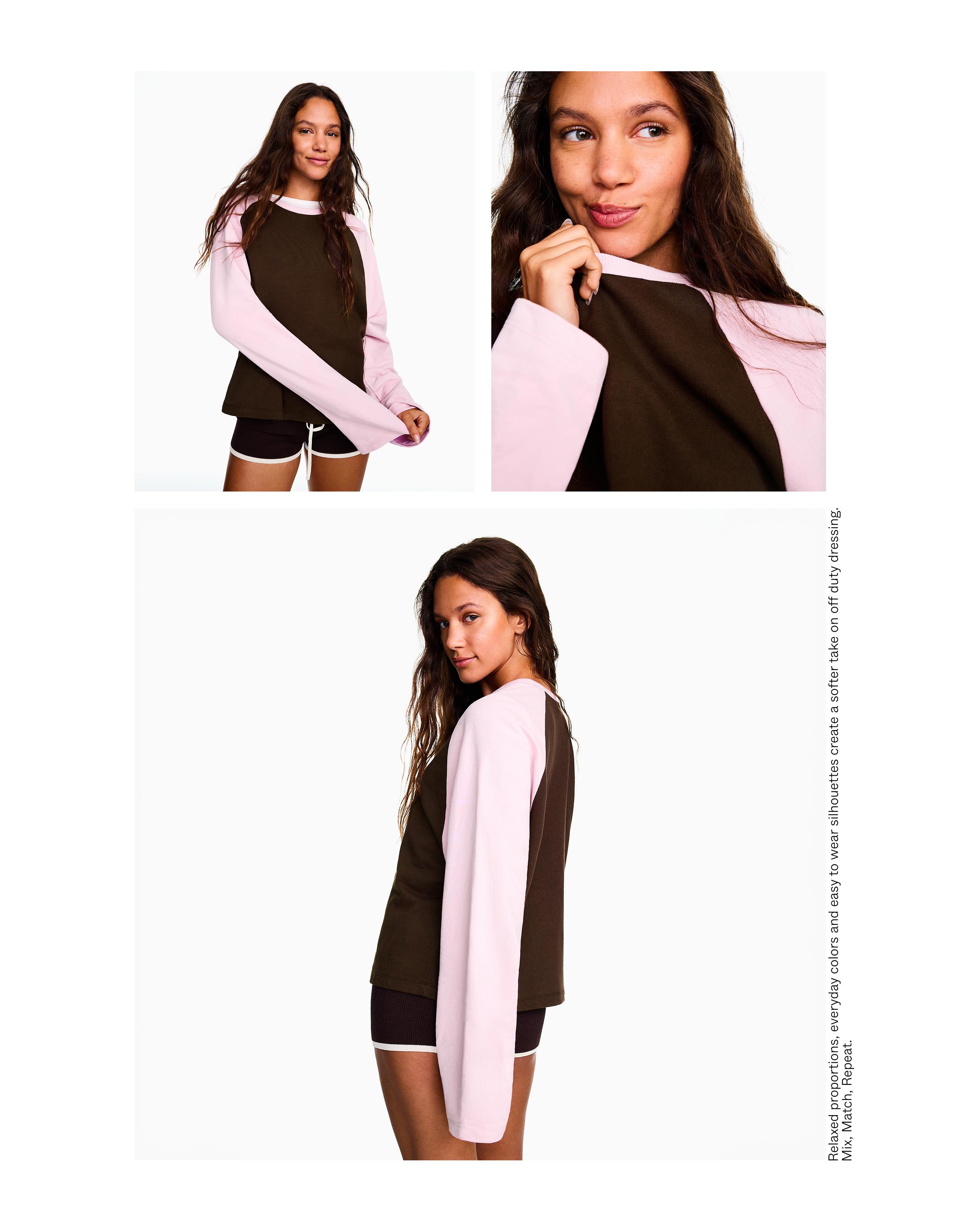 Round neck raglan jumper — Brown