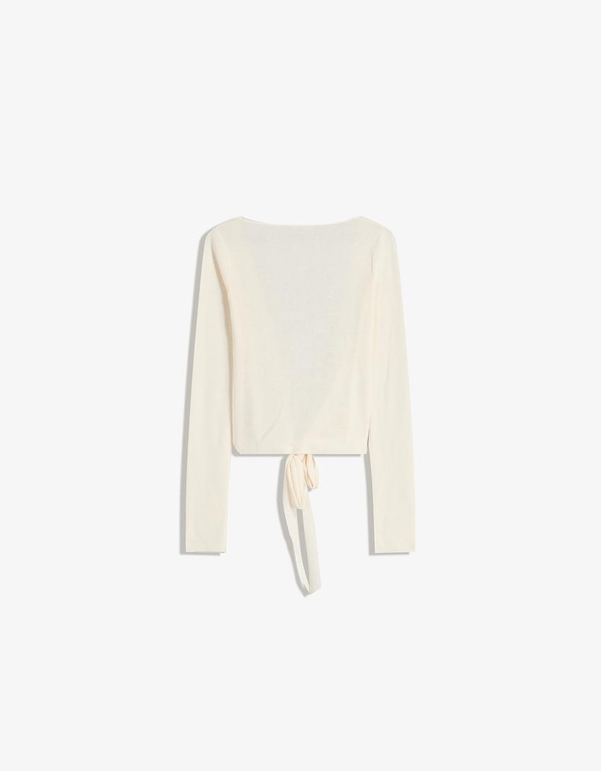 Cardigan cu nod-Alb