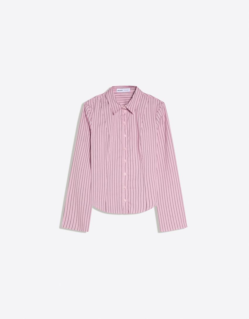Chemise cintrée manches évasées-Rose
