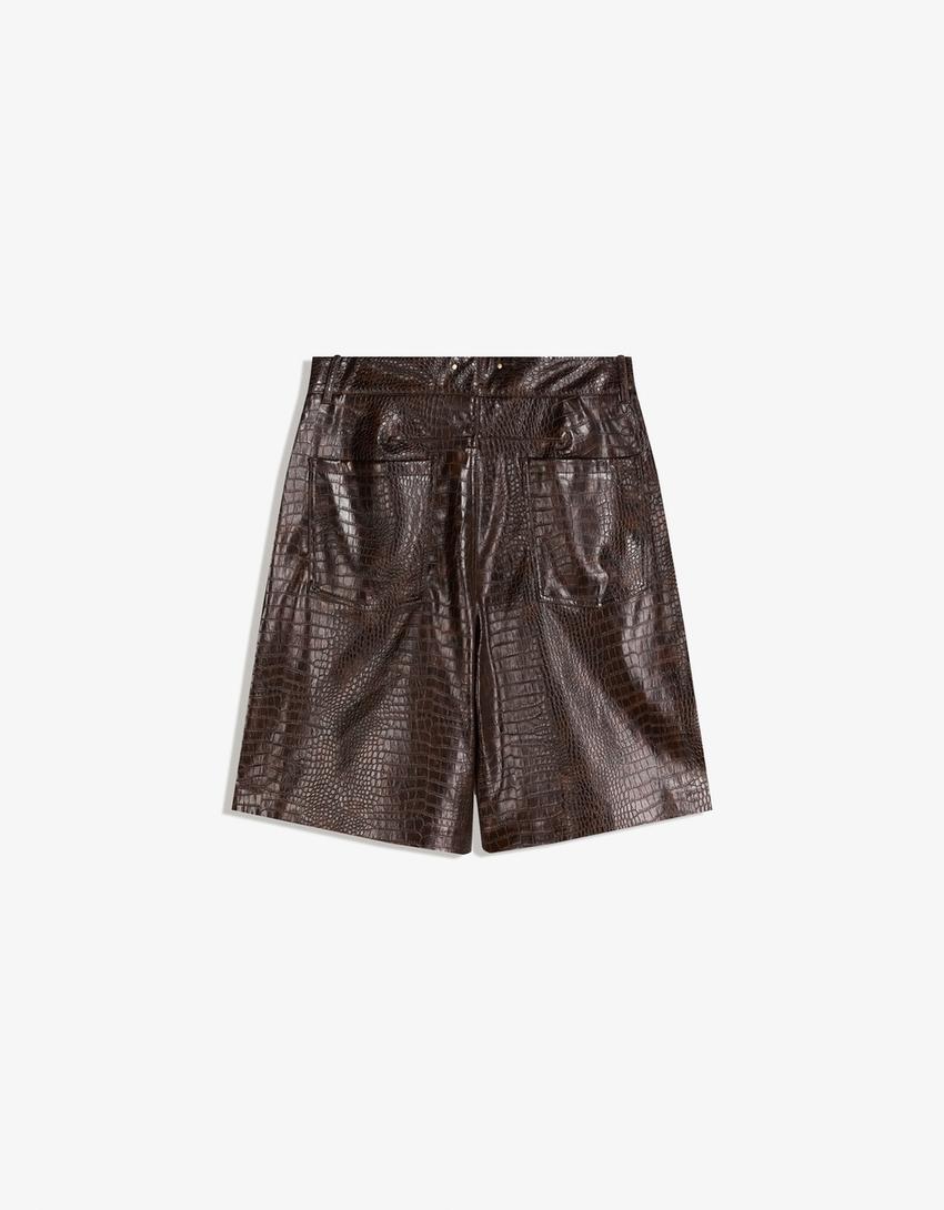 Bermuda jort similicuir-Marron