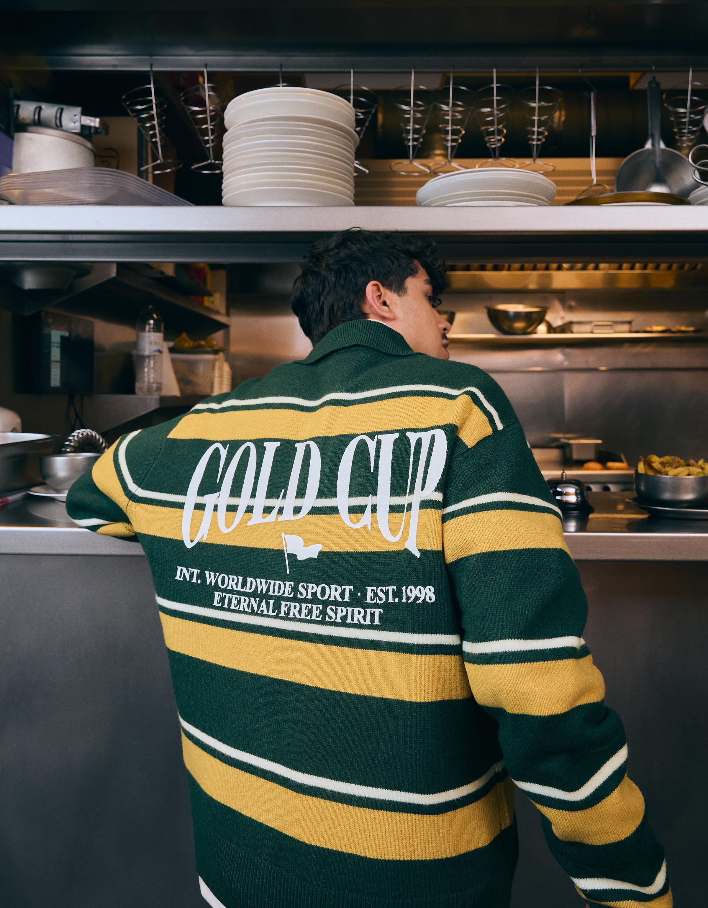 Polo yaka baskılı kazak - Görsel 15