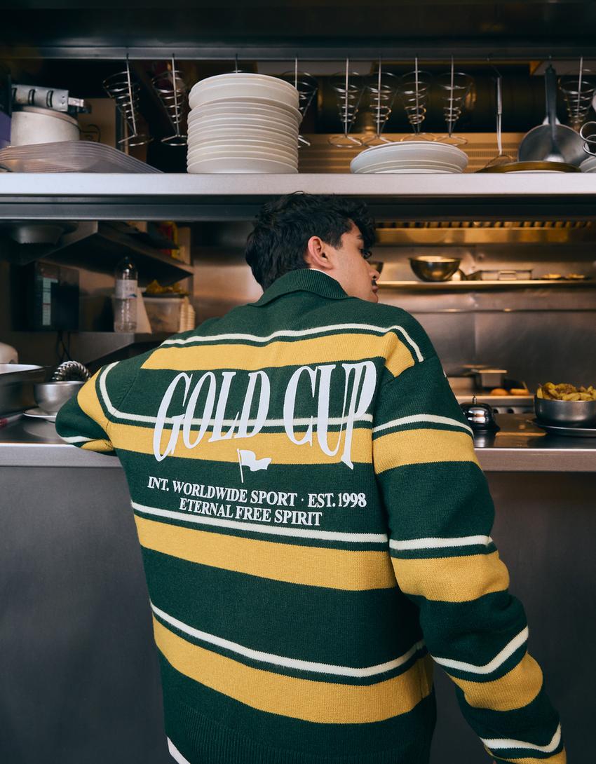 Jersey cuello polo print-Verde