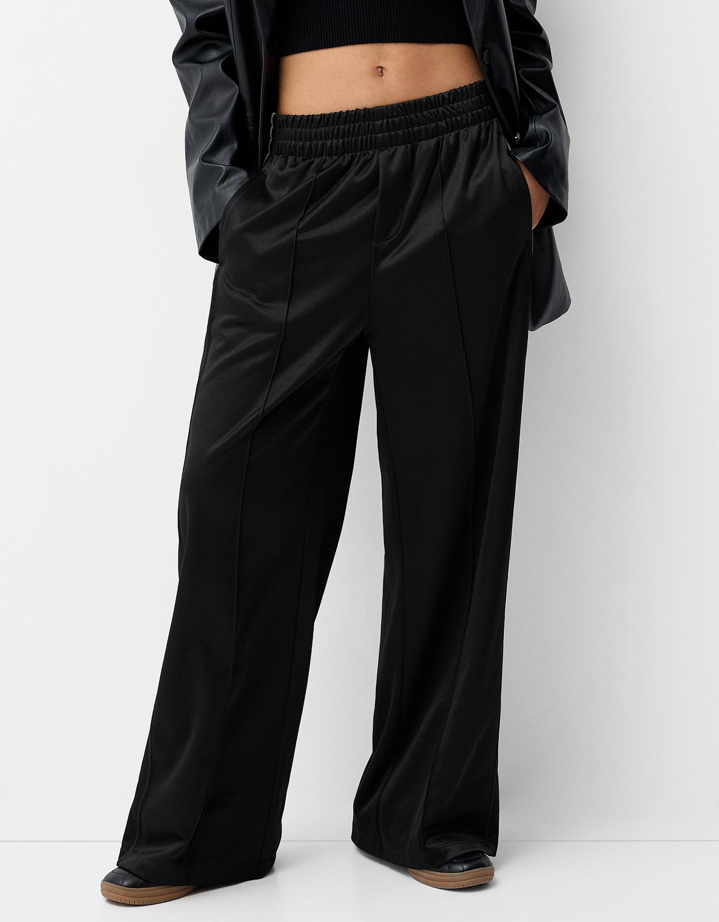 Bershka Pantaloni Fascia Laterale Donna Xs Nero