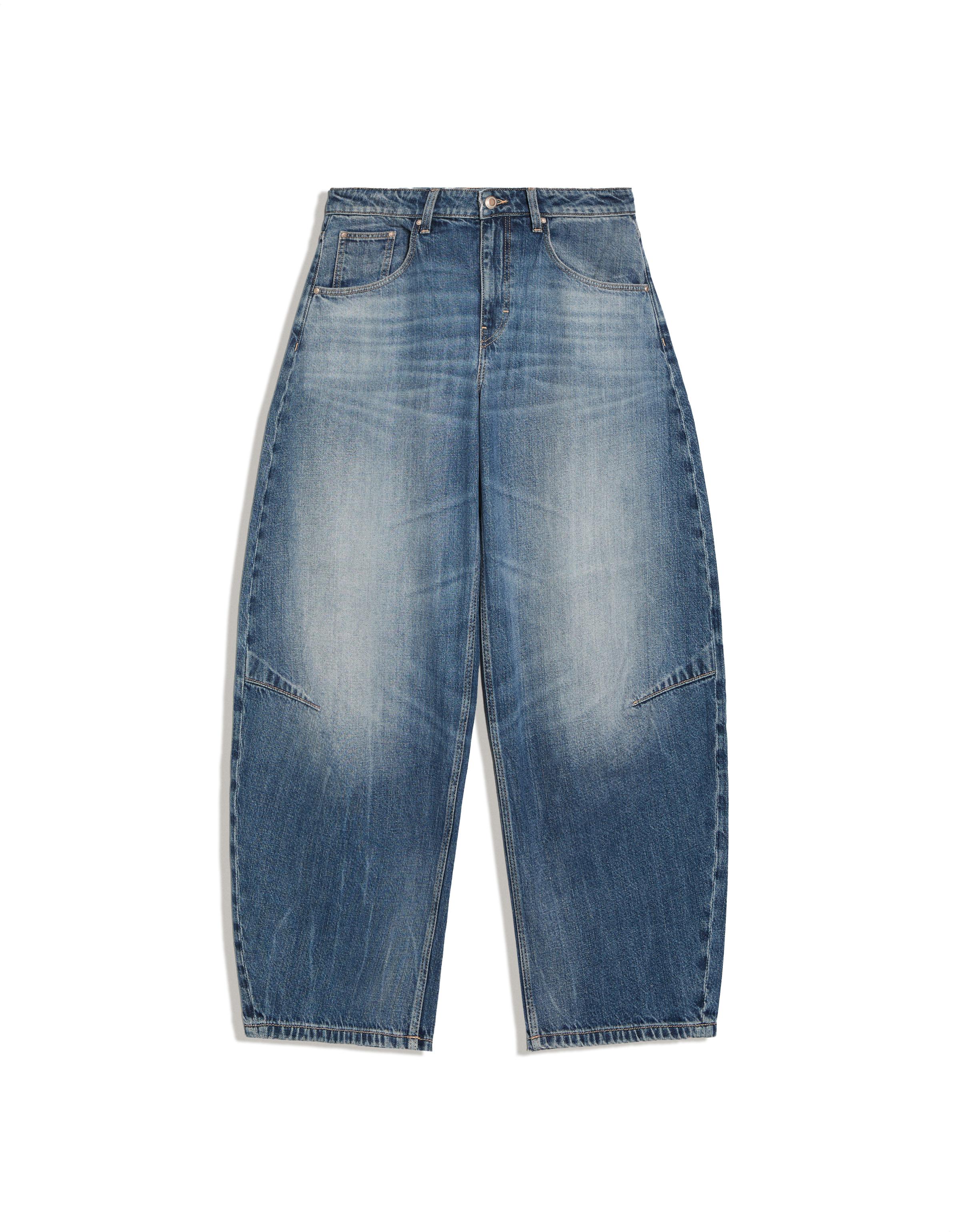 Cropped barrel-leg jeans — Light blue