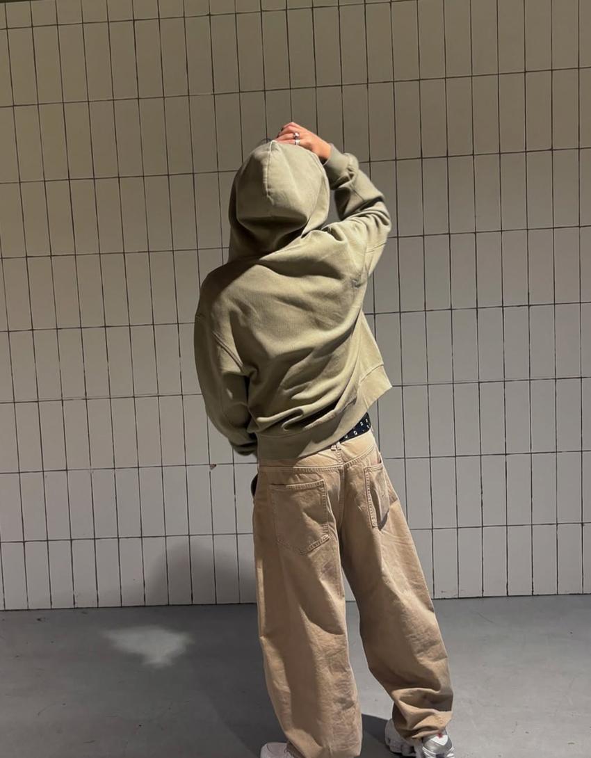 Yıkama efektli dokulu pike kumaş fermuarlı sweatshirt-Taş rengi