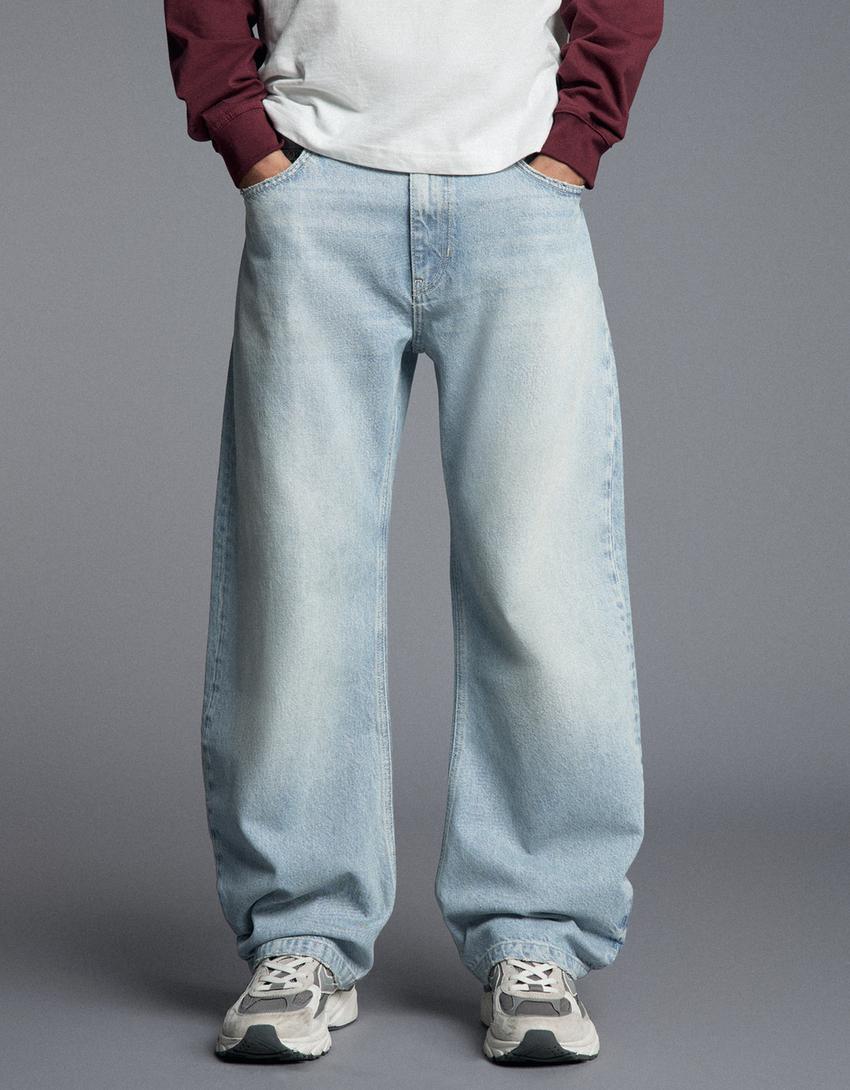 Twisted barrel jeans-Light blue