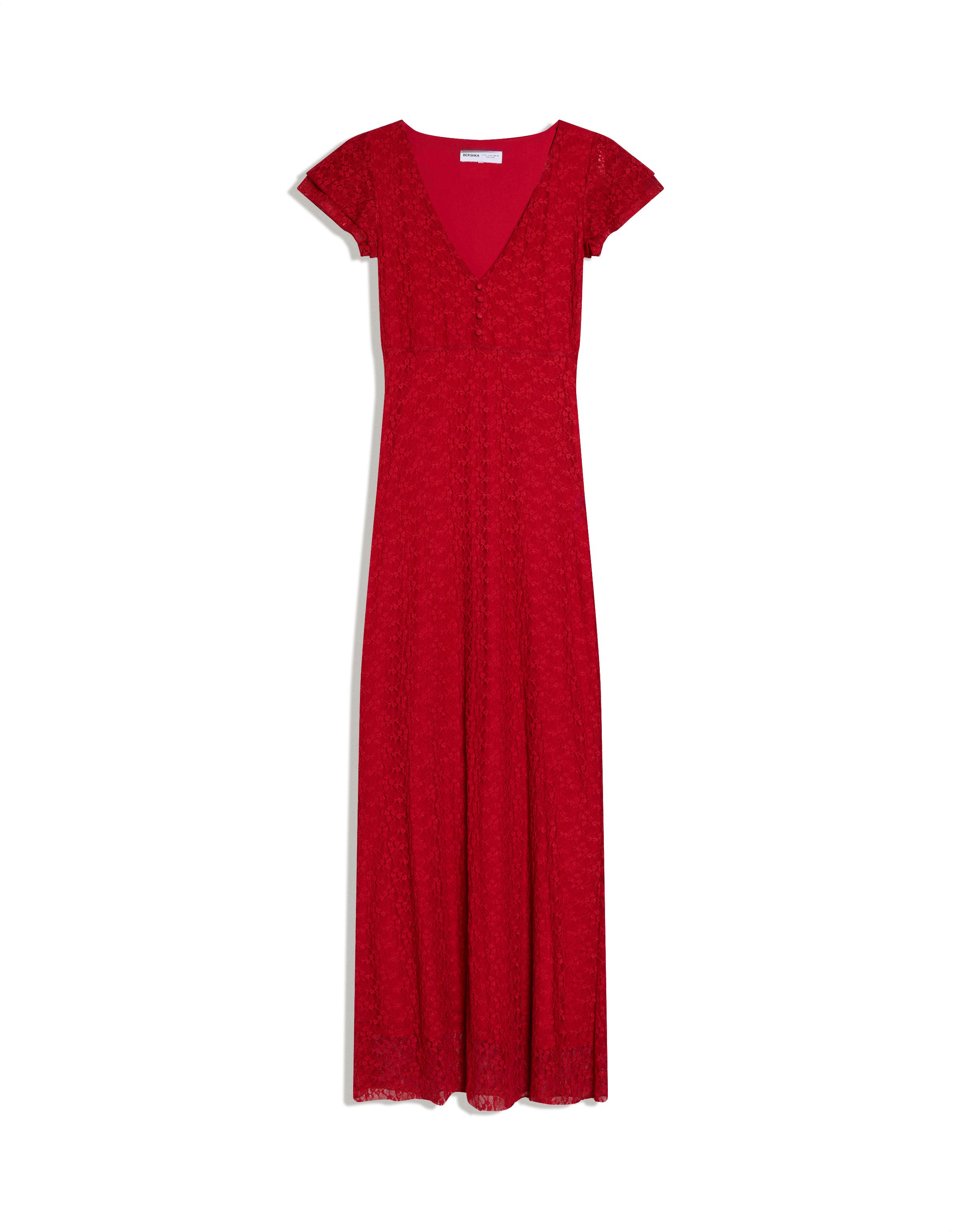 Lace midi dress — Red