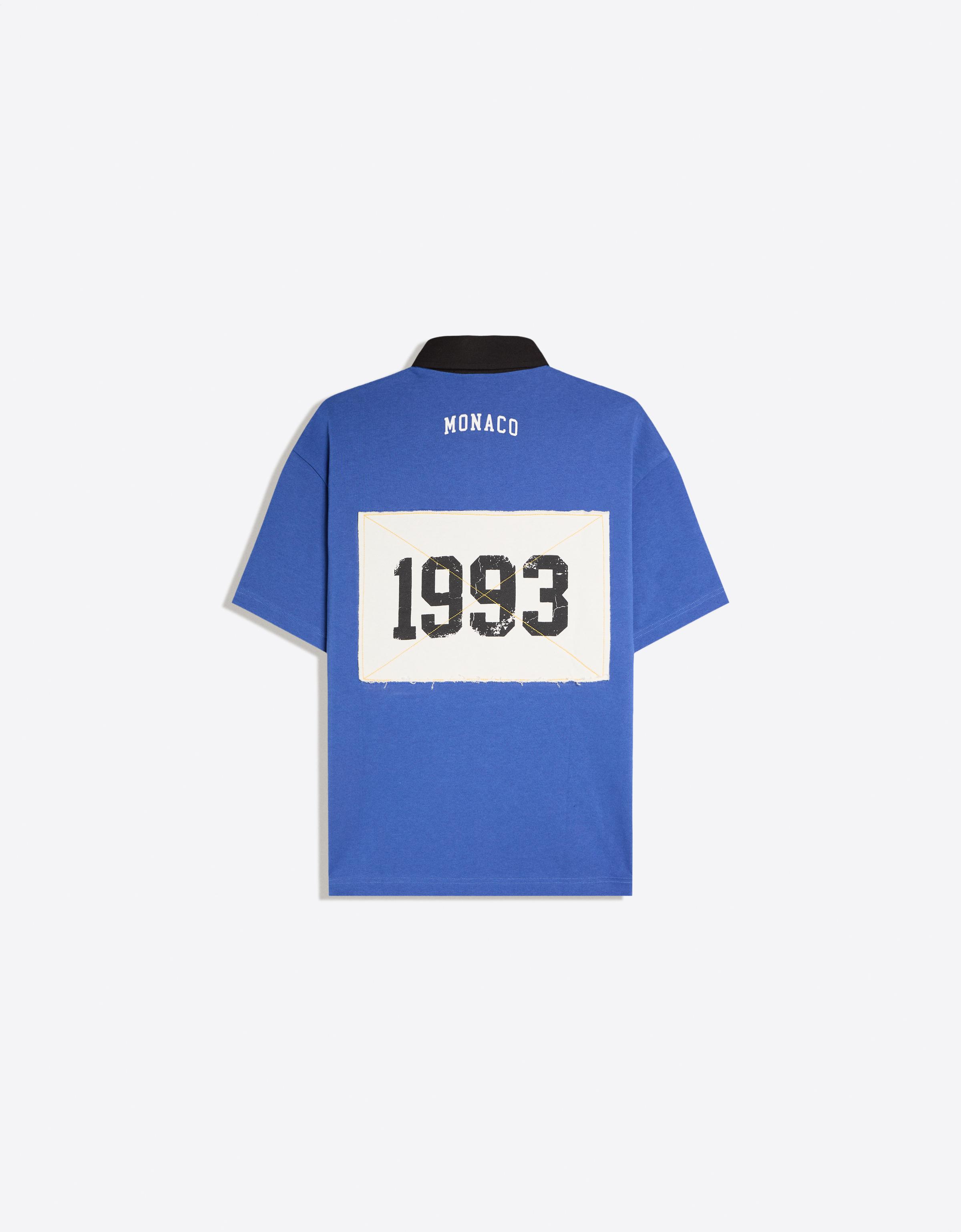 Short sleeve print polo shirt — Blue