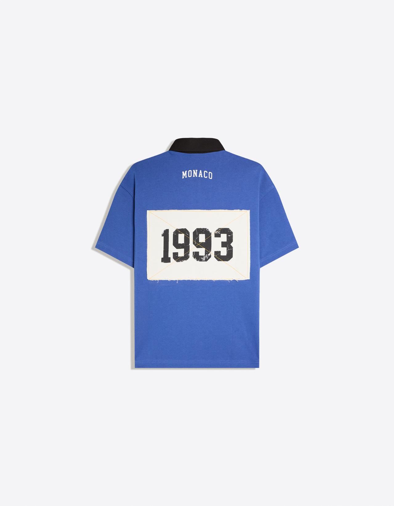 Short sleeve print polo shirt — Blue