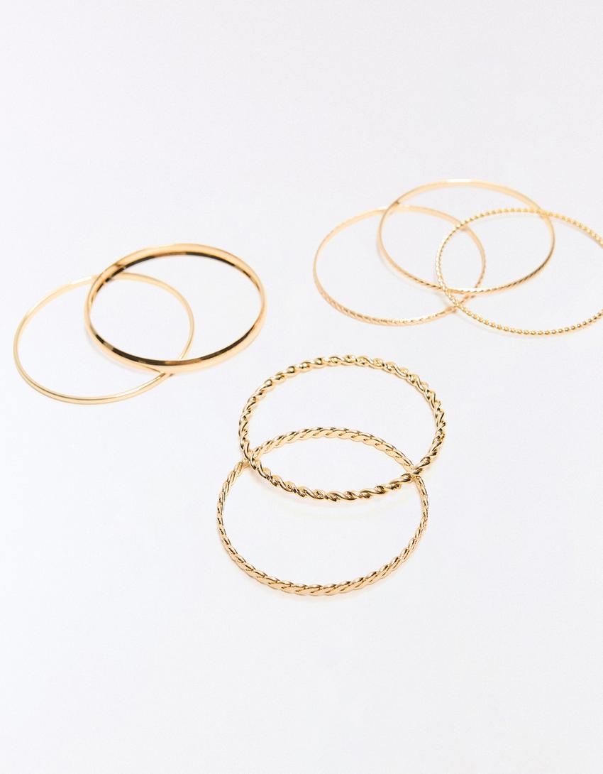 Pack of 7 thin bracelets-Gold