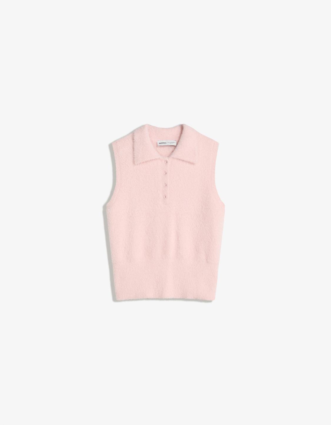 Faux fur polo collar vest