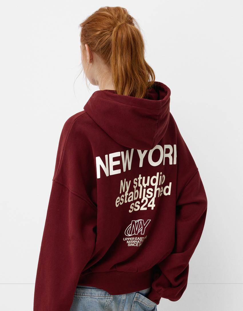Sweatshirt capuz padrão-Bordeaux-2