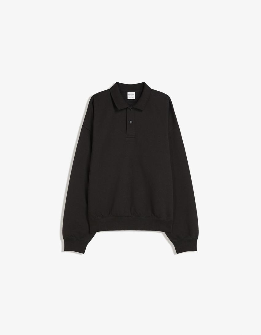 Sudadera cuello polo-Negro-4