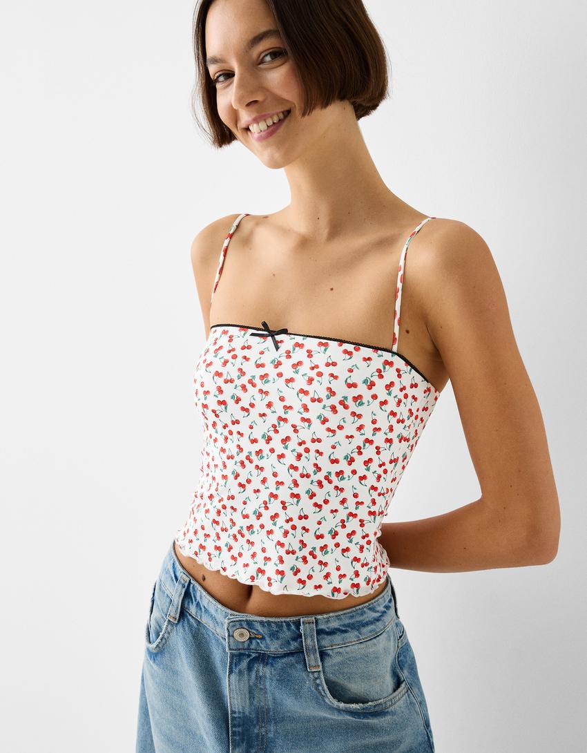 توب بحمالات وطبعة حيوانية وتفصيل عقدة-أحمر-2