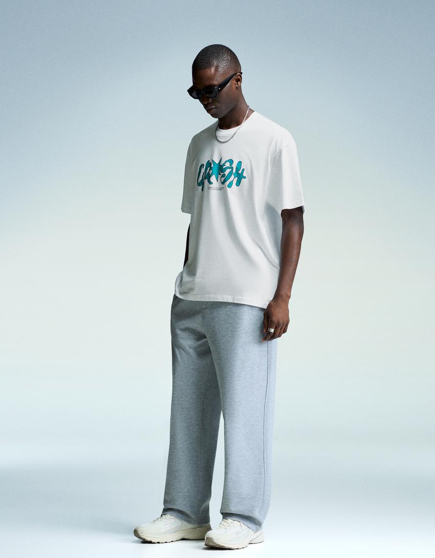 T-shirt manches courtes imprimé-Blanc-3