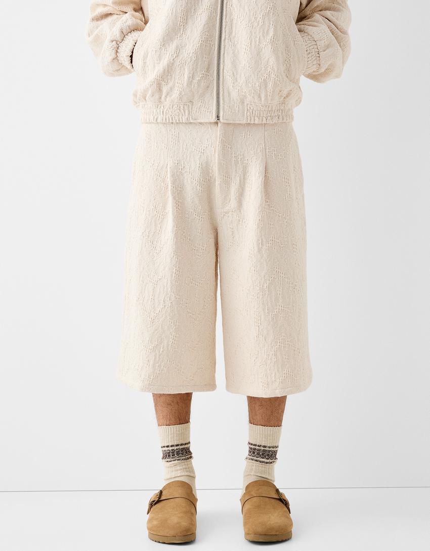 Jort bermuda wide leg texturé-Pierre-1