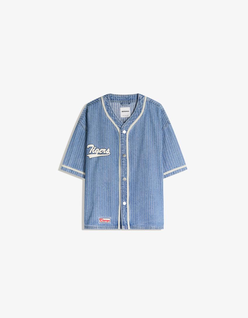 Camisa denim sport print-Azul lavado